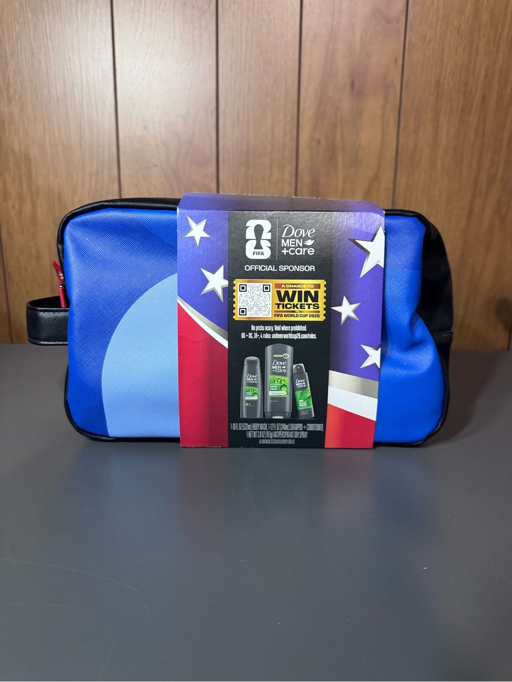 Dove Men+Care FIFA Gift Set w/Body Wash, Shampoo + Conditioner, Toiletry Bag etc